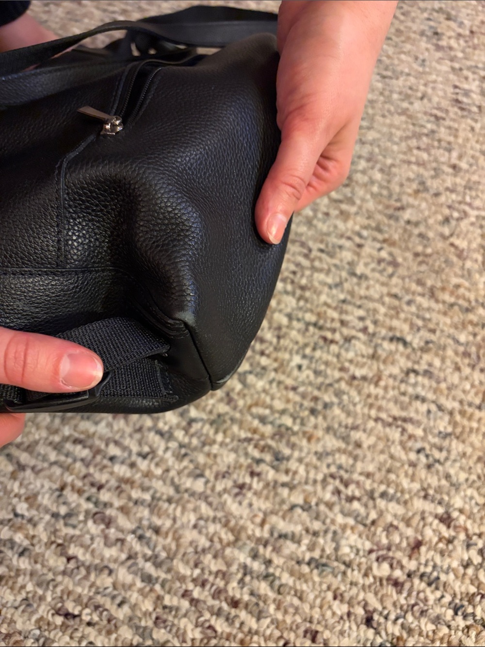 Longchamp Black Leather Backpack Tote with Front Zip Pocket - Picture 16 of 16